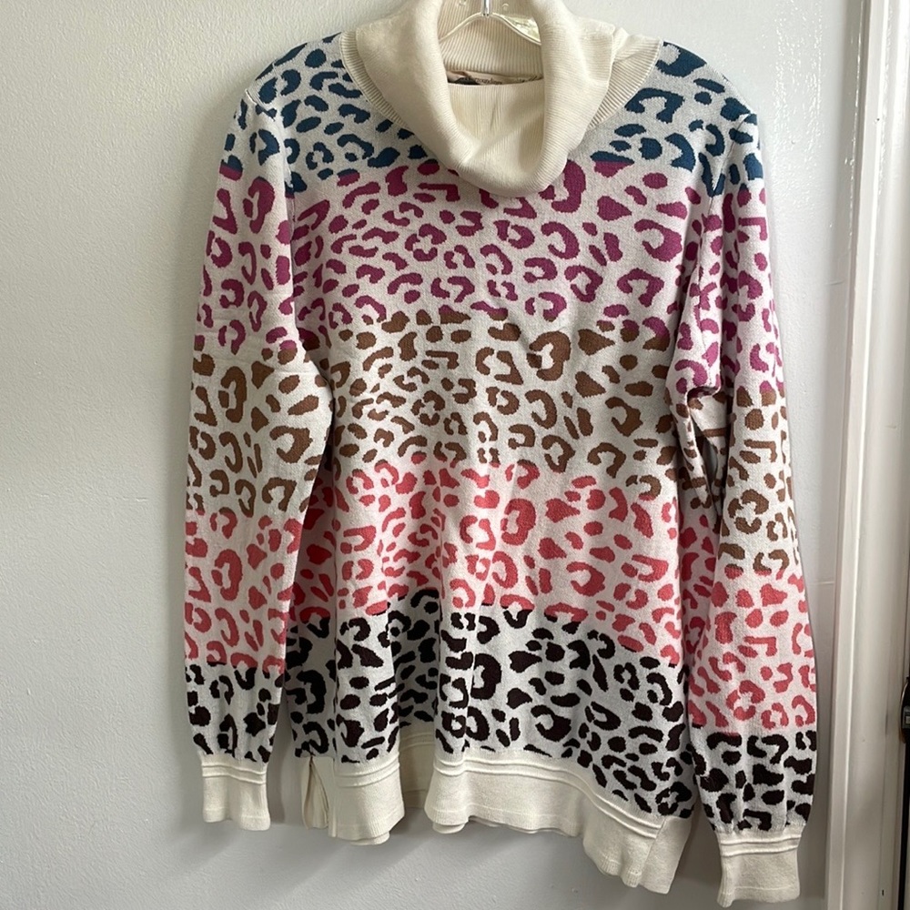 Soft Surroundings multiple color leopard print sweater